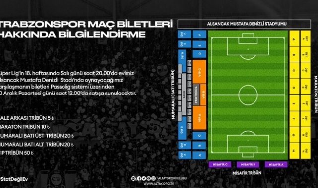 Altay'da Trabzonspor maçına uygun fiyatlı bilet