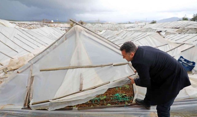 Fırtına, Alanya'da seraları yerle bir etti