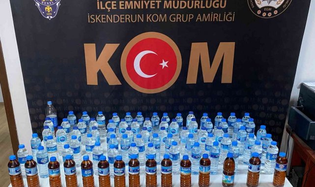İskenderun'da 85 pet şişe sahte içki ele geçirildi