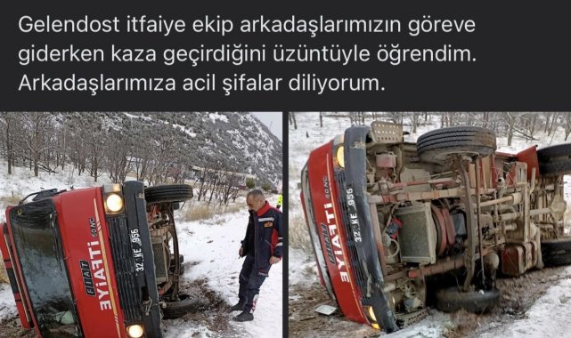 İtfaiye aracı kazaya müdahaleye giderken kaza yaptı