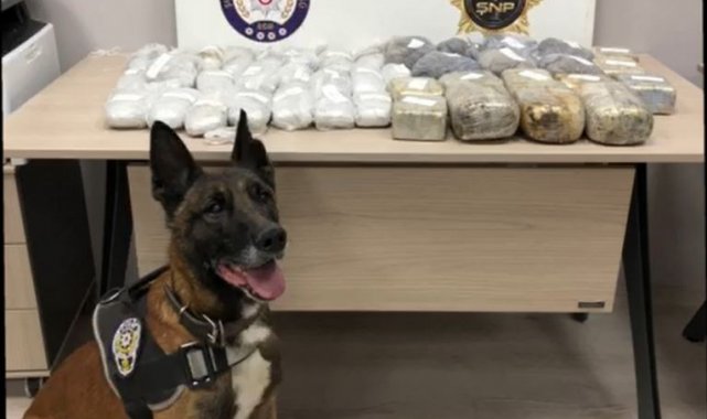 Yabancı plakalı araçta 18 kilo eroini 'Stark' buldu