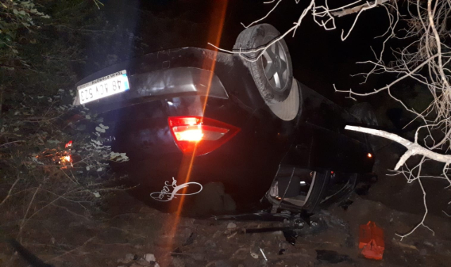 Fethiye'de otomobil uçuruma yuvarlandı