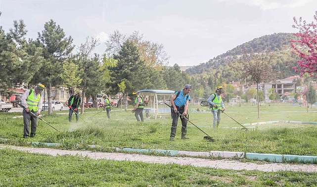 Kütahya'da park ve bahçelerde çim biçme çalışmaları