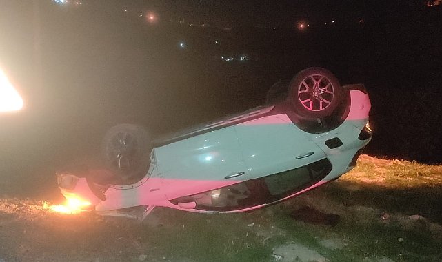 Takla atan otomobildeki 4 kişi yaralandı