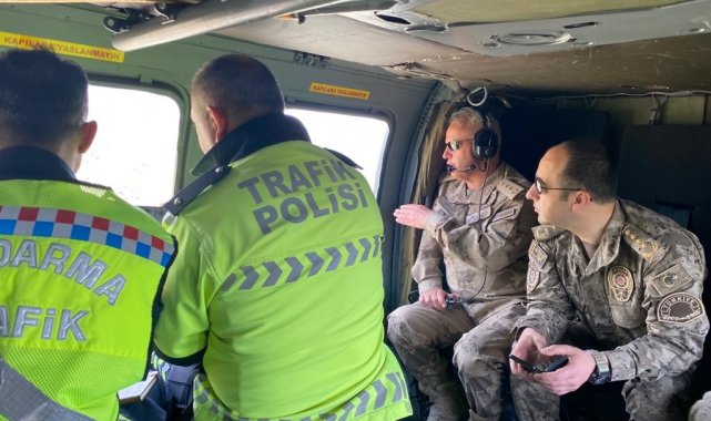 Tunceli'de helikopterli trafik denetimi
