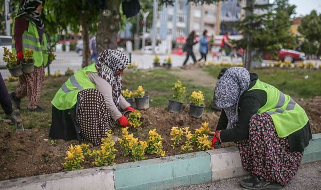 Kütahya'da çiçek dikim çalışmaları