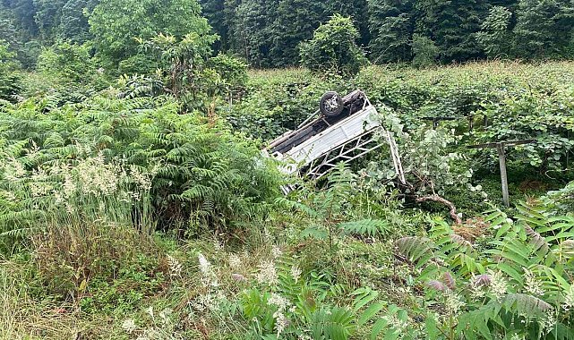 Rize'de kamyonet yol kenarına devrildi: 3'ü ağır 5 kişi yaralı