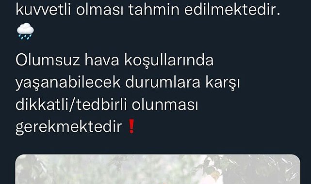 Sakarya Valiliği'nden kuvvetli yağış uyarısı