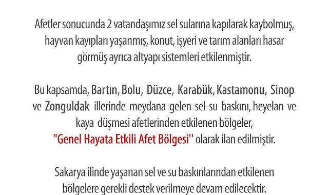AFAD 7 ilin "Genel Hayata Etkili Afet Bölgesi" olarak ilan edildiğini duyurdu