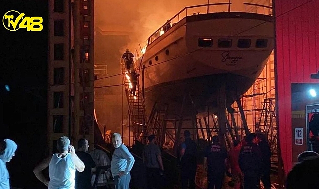 BODRUM'DA TERSANEDE ÇIKAN YANGINDA MİLYONLUK TEKNE KÜLE DÖNDÜ!