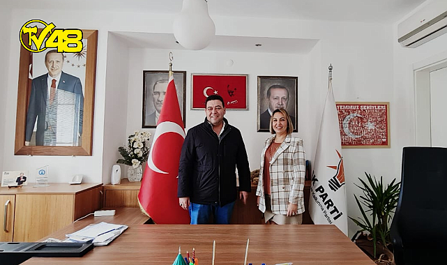 TV48 Yönetim Kurulu Başkanı Zahide Kuş, Bodrum Ak Parti İlçe Başkanı Osman Gökmen'i makamında ziyaret etti