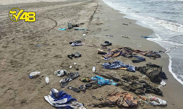 SEYDİKEMER'DE LASTİK BOT BATTI, 33 GÖÇMEN YÜZEREK KURTULDU