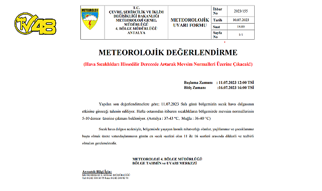 METEOROLOJİ UYARDI!  HİSSEDİLEN SICAKLIK 50 DERECEYİ GÖRECEK!