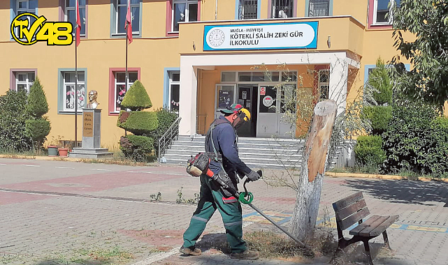 MENTEŞE'DEKİ OKULLARA YENİ DÖNEM ÖNCESİ BAHÇE TEMİZLİĞİ