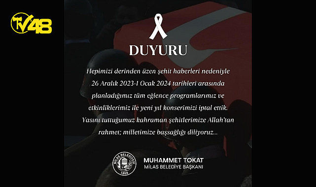 MİLAS'TA YILBAŞI KONSERLERİ VE ETKİNLİKLERİ İPTAL EDİLDİ