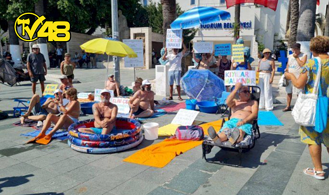 BODRUM'DA KIYI İŞGALİNE KARŞI HALK EYLEMDE