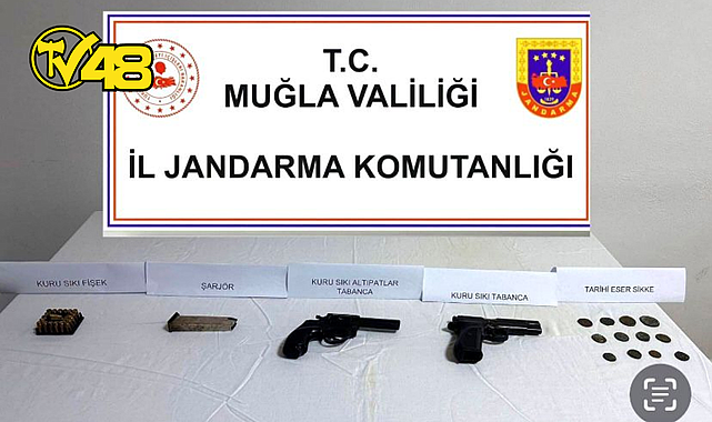 TARİHİ ESER VE SİLAH BULUNDURAN ŞAHIS DATÇA'DA YAKALANDI