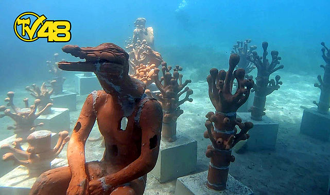 BODRUM'DA OLUŞTURULAN TÜRKİYE'NİN İLK ÇEVRE VE SANAT TEMALI SUALTI PARKI'NA DEV HEYKELLER YERLEŞTİRİLDİ