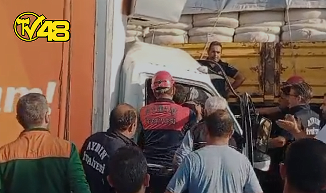 SÖKE-İZMİR YOLUNDA KAZA: TIR SÜRÜCÜSÜ DÖNÜŞ YAPARKEN OTOMOBİLİ FARK ETMEDİ, SÜRÜCÜ YARALI KURTARILDI