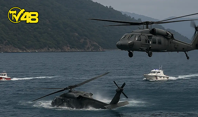 DALAMANDA ASKERİ HELİKOPTER DENİZE DÜŞTÜ