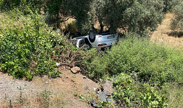 MİLAS ÖREN YOLU'NDA TAKLA ATAN ARAÇTA 3 KİŞİ YARALANDI