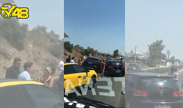 MİLAS-BODRUM KARAYOLUNDA TRAFİK KAZASI: ORTA REFÜJE ÇIKAN ARAÇ KİLİTLEDİ..