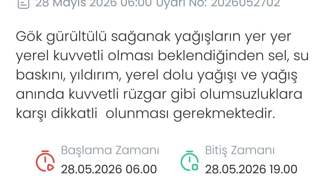 Meteoroloji Denizli için sarı kodulı uyarı verdi