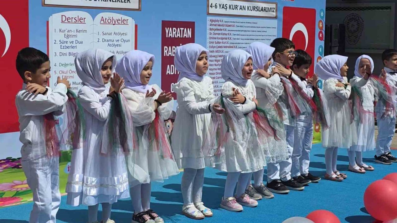 Kütahya’da 4-6 Yaş Kur’an Kursu öğrencilerinden yıl sonu coş