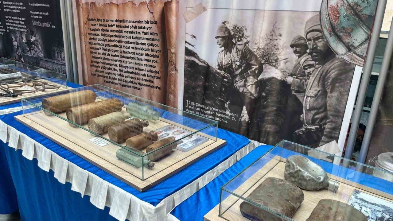Çanakkale ruhu Tavşanlı’da, savaş malzemeleri sergisi ziyarete açıldı